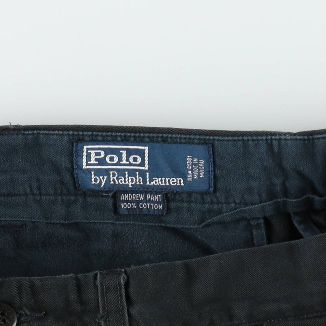 Ralph Lauren POLO by Ralph Lauren ANDREW PANT Two-pleat chino pants for men, W30 equivalent cotton black type Vintage Second Hand