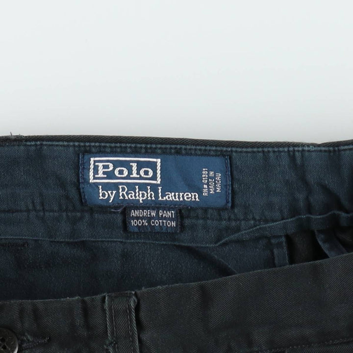 Ralph Lauren POLO by Ralph Lauren ANDREW PANT Two-pleat chino pants for men, W30 equivalent cotton black type Vintage Second Hand