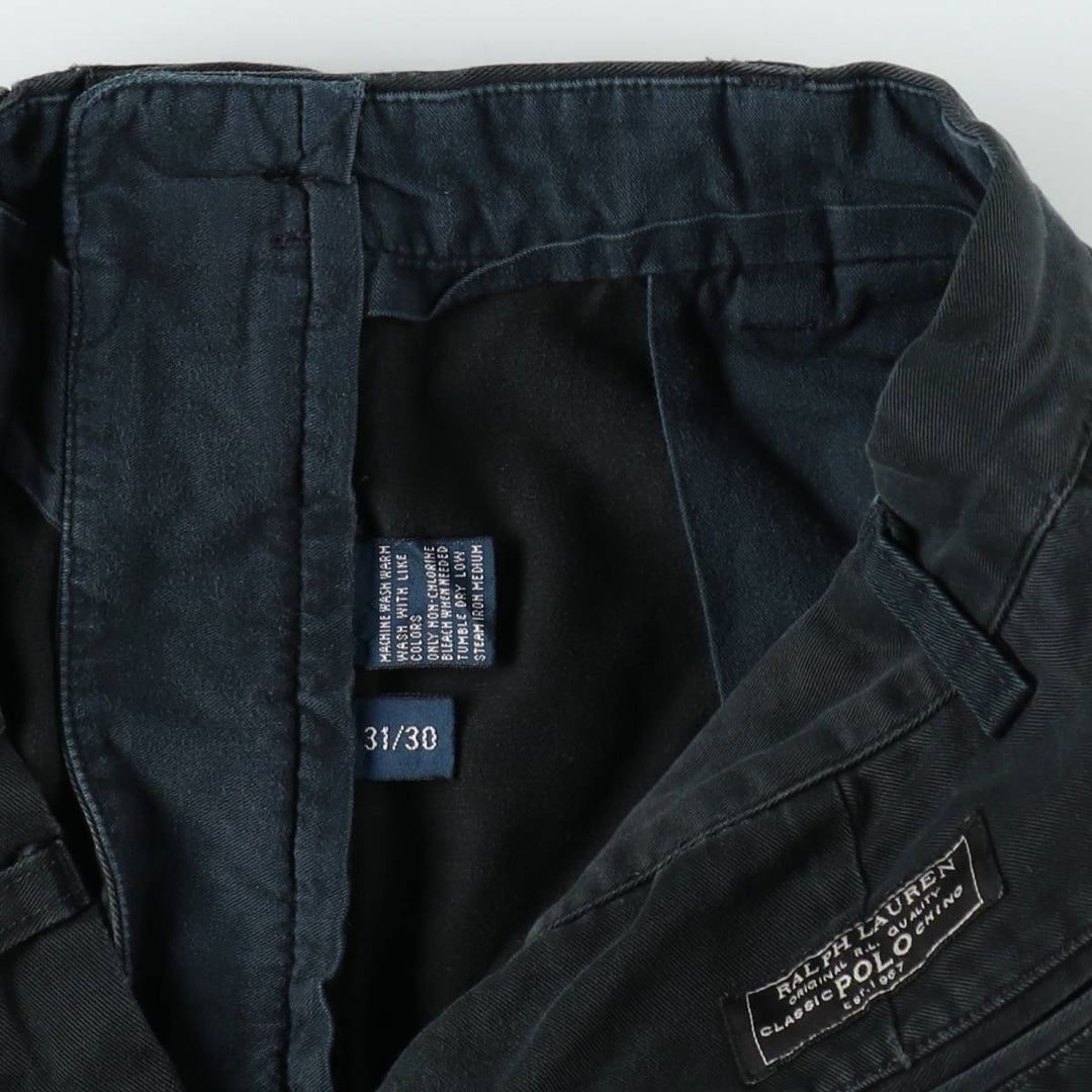 Ralph Lauren POLO by Ralph Lauren ANDREW PANT Two-pleat chino pants for men, W30 equivalent cotton black type Vintage Second Hand