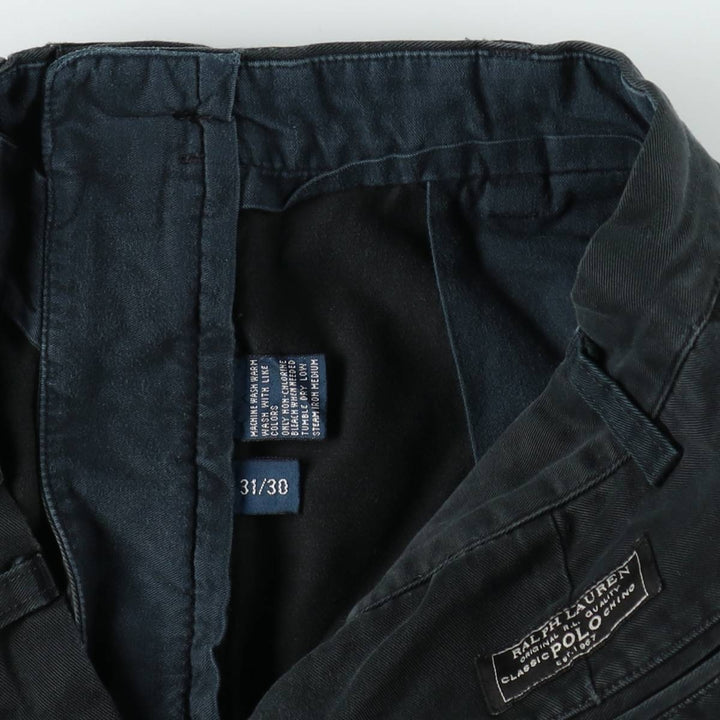 Ralph Lauren POLO by Ralph Lauren ANDREW PANT Two-pleat chino pants for men, W30 equivalent cotton black type Vintage Second Hand