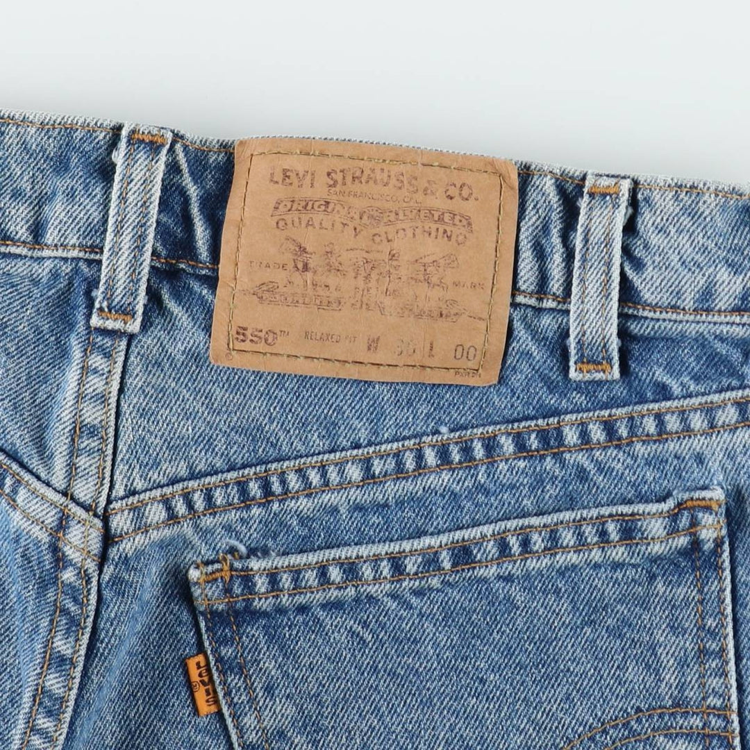 90'S Levi's 550 Relaxed Fit Orange Tab Denim Shorts, Men's W30 (approx.), Vintage cotton blue type Vintage Second Hand