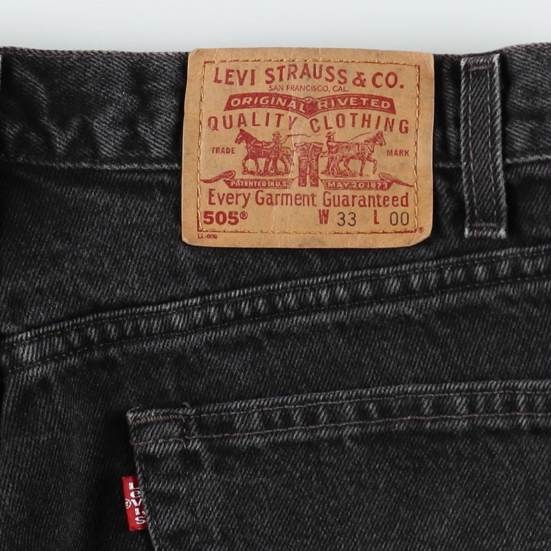90'S Levi's 505 Regular Fit Black Denim Shorts, Men's Size W33 (approx.), Vintage cotton black type Vintage Second Hand