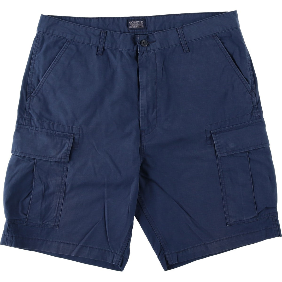 Levi's cargo shorts, men's size W36 (approx.) cotton navy blue type Vintage Second Hand