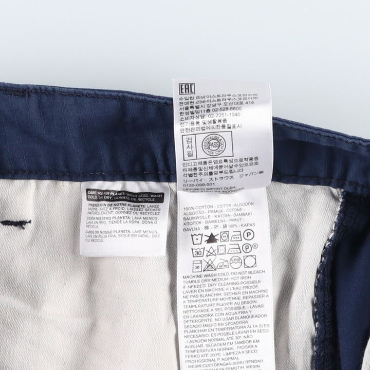 Levi's cargo shorts, men's size W36 (approx.) cotton navy blue type Vintage Second Hand