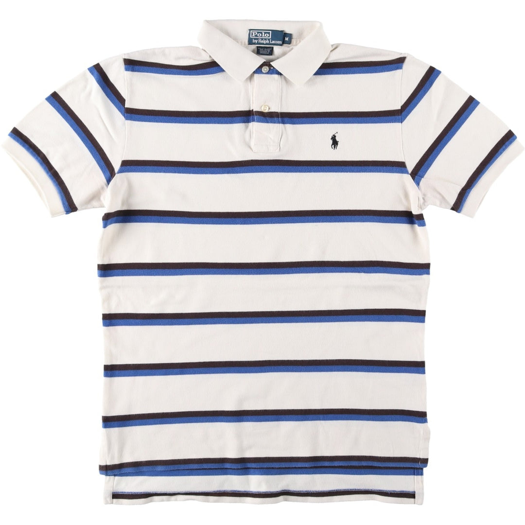 Ralph Lauren POLO by Ralph Lauren short sleeve striped polo shirt, men's size M cotton white type Vintage Second Hand