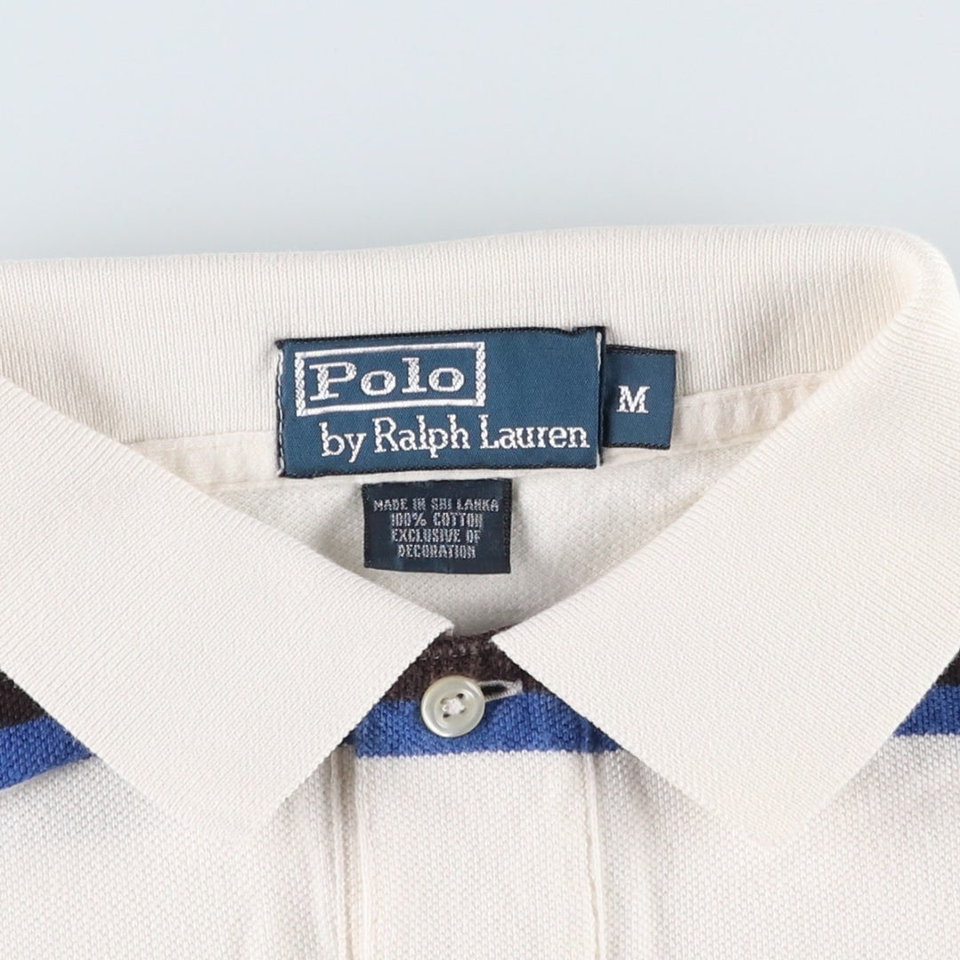 Ralph Lauren POLO by Ralph Lauren short sleeve striped polo shirt, men's size M cotton white type Vintage Second Hand
