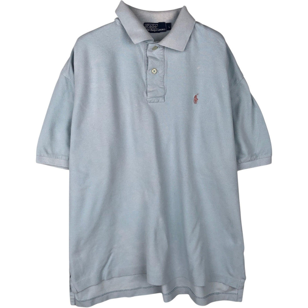 Ralph Lauren POLO by Ralph Lauren short sleeve polo shirt, men's size L unclear Blue type light blue Vintage Second Hand