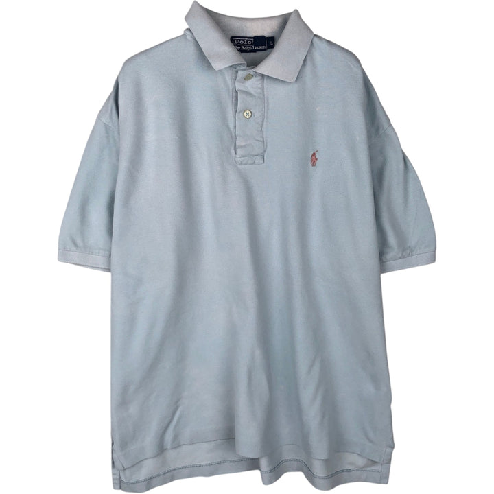 Ralph Lauren POLO by Ralph Lauren short sleeve polo shirt, men's size L unclear Blue type light blue Vintage Second Hand