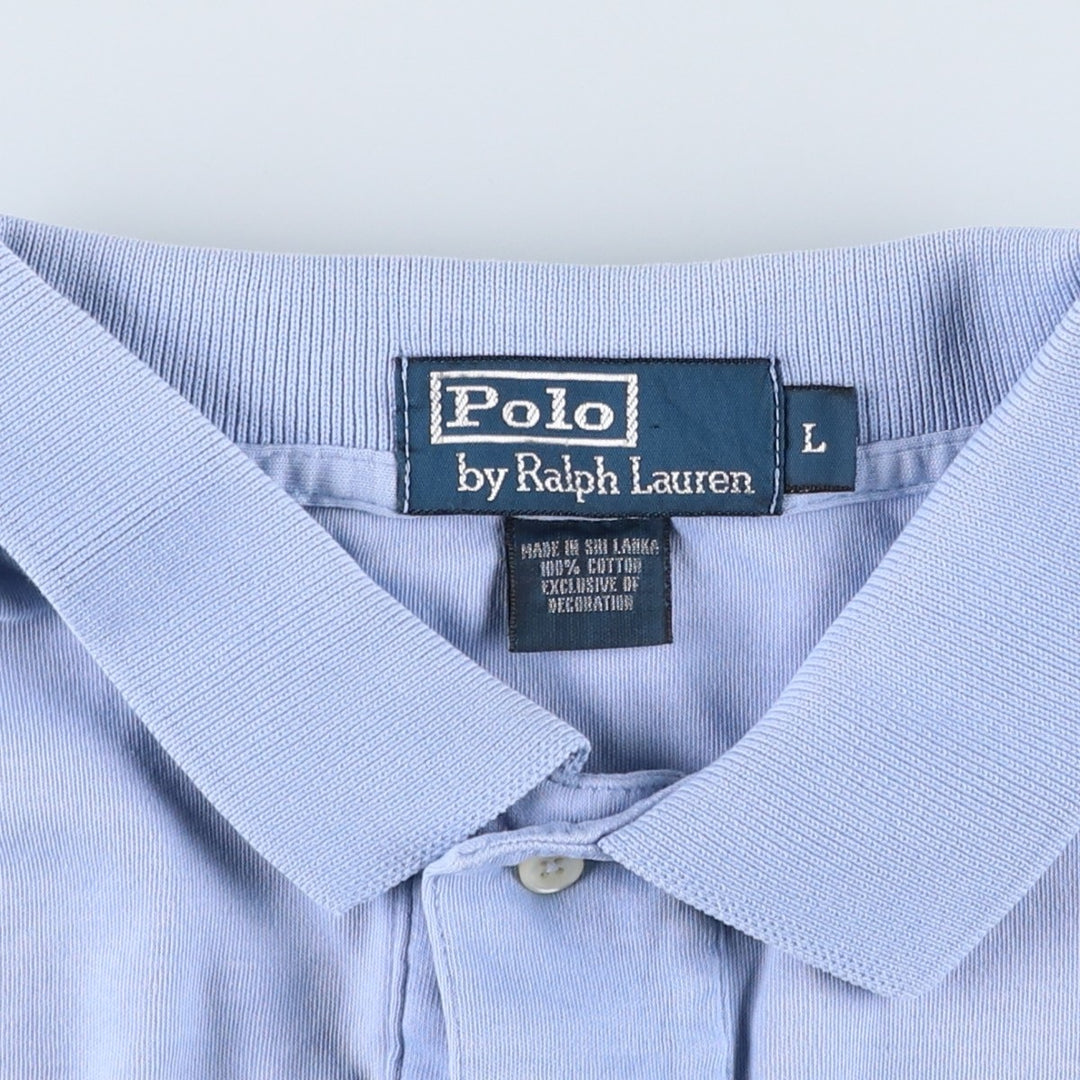 Ralph Lauren POLO by Ralph Lauren short sleeve polo shirt, men's size L cotton Blue type light blue Vintage Second Hand