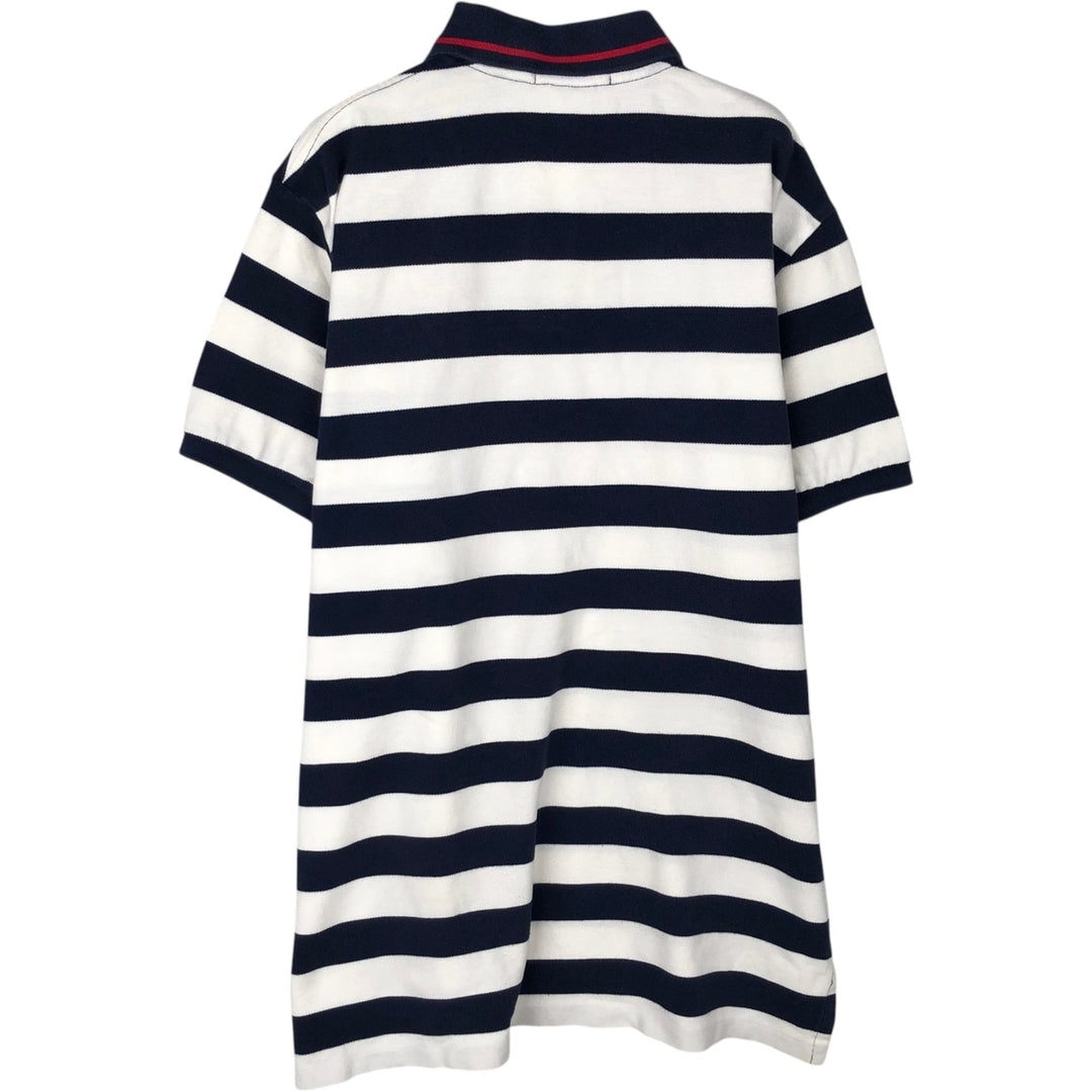 Ralph Lauren POLO by Ralph Lauren short sleeve striped polo shirt, men's XL size cotton navy blue type Vintage Second Hand