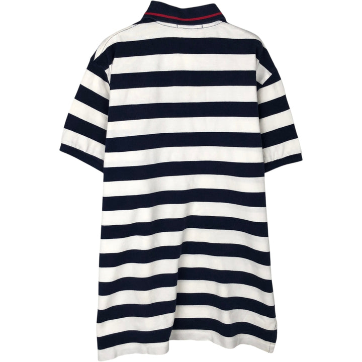 Ralph Lauren POLO by Ralph Lauren short sleeve striped polo shirt, men's XL size cotton navy blue type Vintage Second Hand