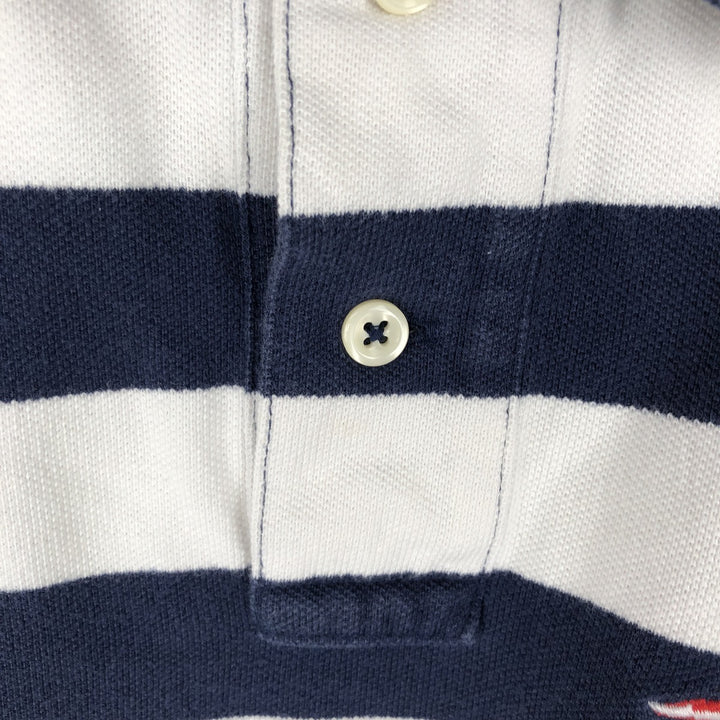 Ralph Lauren POLO by Ralph Lauren short sleeve striped polo shirt, men's XL size cotton navy blue type Vintage Second Hand