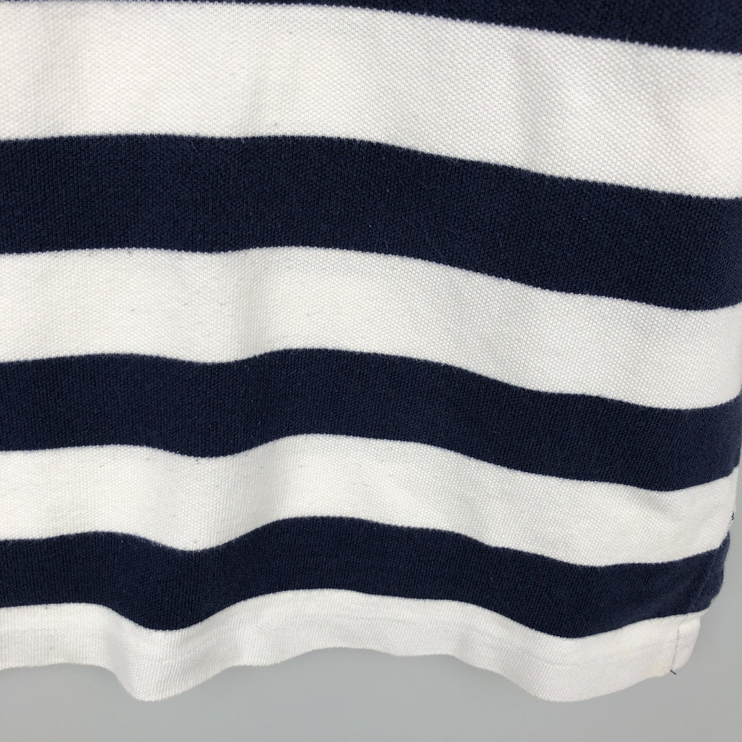 Ralph Lauren POLO by Ralph Lauren short sleeve striped polo shirt, men's XL size cotton navy blue type Vintage Second Hand