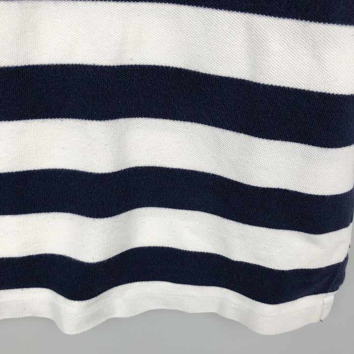 Ralph Lauren POLO by Ralph Lauren short sleeve striped polo shirt, men's XL size cotton navy blue type Vintage Second Hand