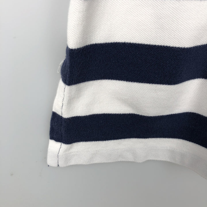 Ralph Lauren POLO by Ralph Lauren short sleeve striped polo shirt, men's XL size cotton navy blue type Vintage Second Hand