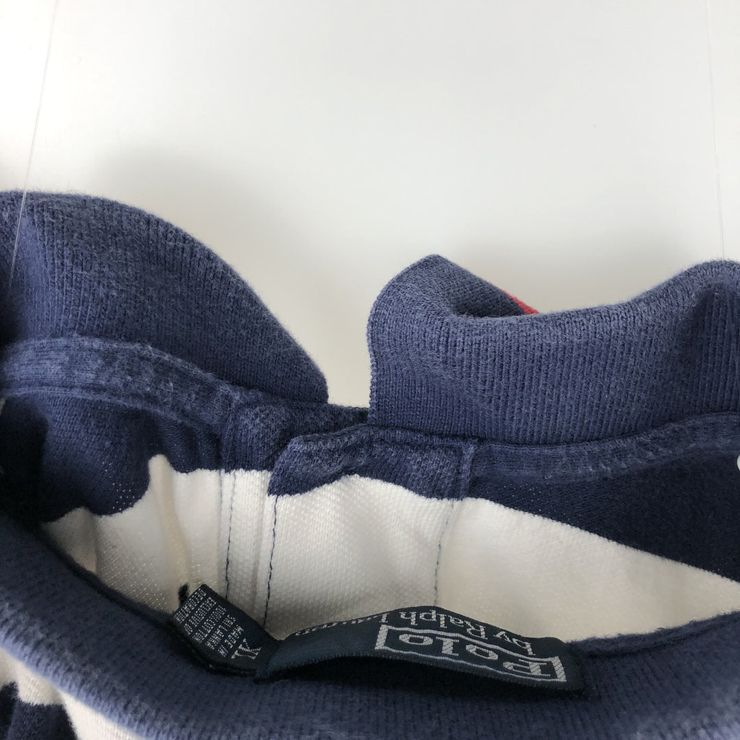 Ralph Lauren POLO by Ralph Lauren short sleeve striped polo shirt, men's XL size cotton navy blue type Vintage Second Hand