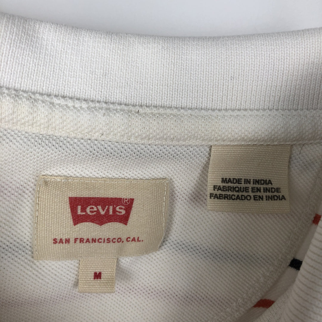 Levi's short-sleeved striped polo shirt, men's size M (approx.) cotton ivory Vintage Second Hand
