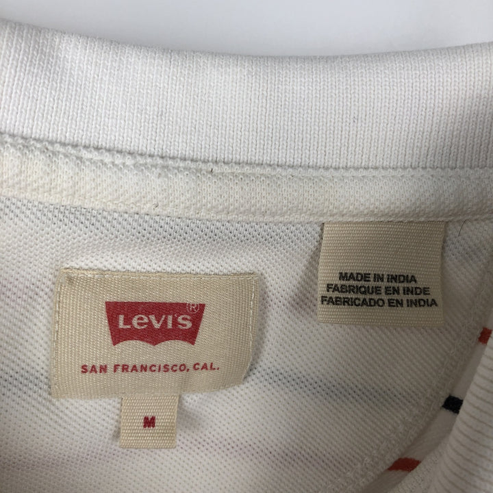 Levi's short-sleeved striped polo shirt, men's size M (approx.) cotton ivory Vintage Second Hand
