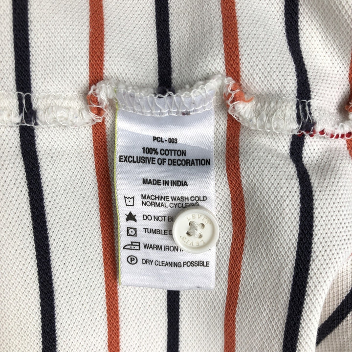Levi's short-sleeved striped polo shirt, men's size M (approx.) cotton ivory Vintage Second Hand