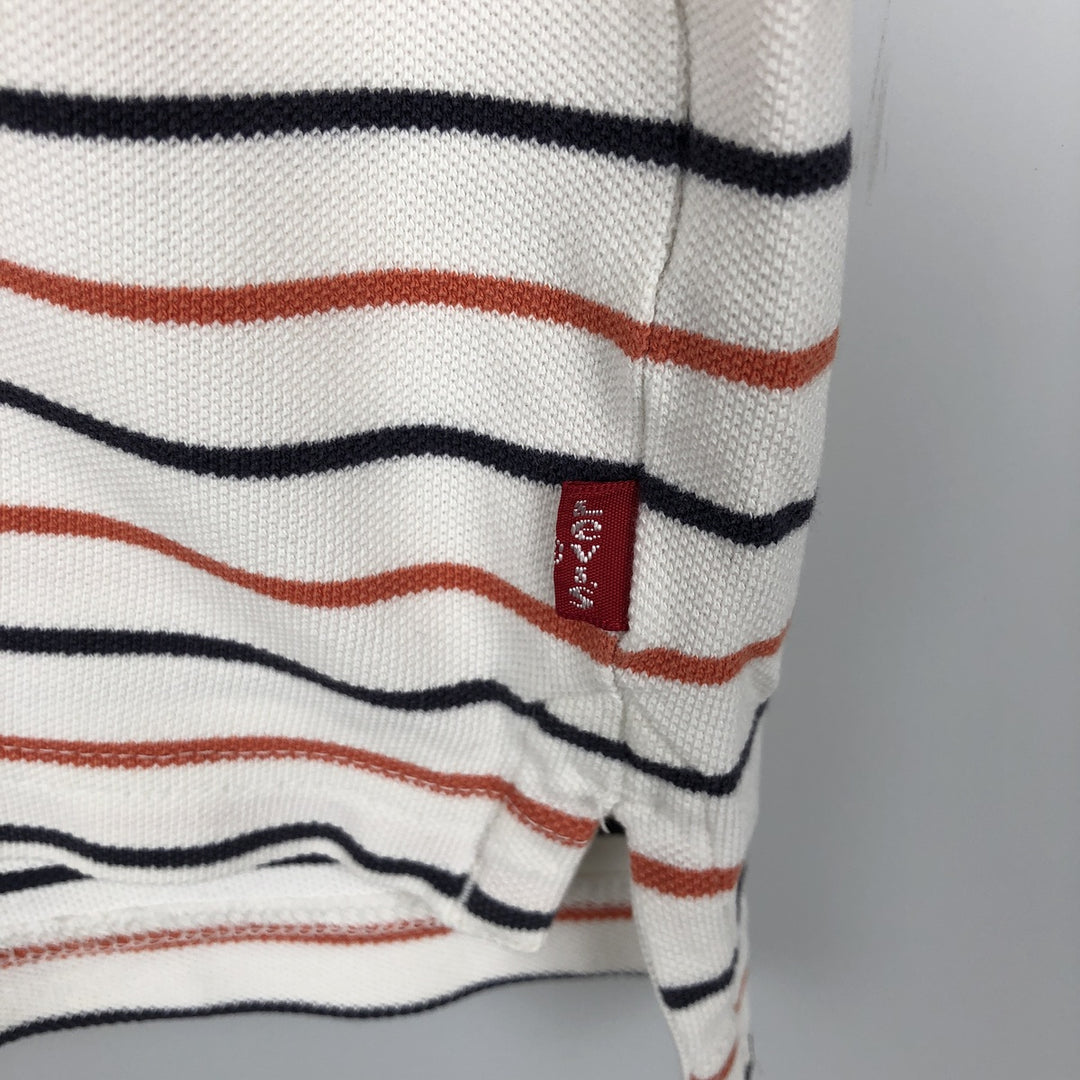 Levi's short-sleeved striped polo shirt, men's size M (approx.) cotton ivory Vintage Second Hand