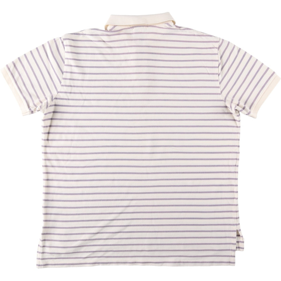 Ralph Lauren POLO by Ralph Lauren CUSTOM FIT short sleeve striped polo shirt men's XL size cotton ivory Vintage Second Hand