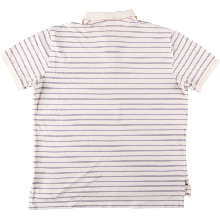 Ralph Lauren POLO by Ralph Lauren CUSTOM FIT short sleeve striped polo shirt men's XL size cotton ivory Vintage Second Hand