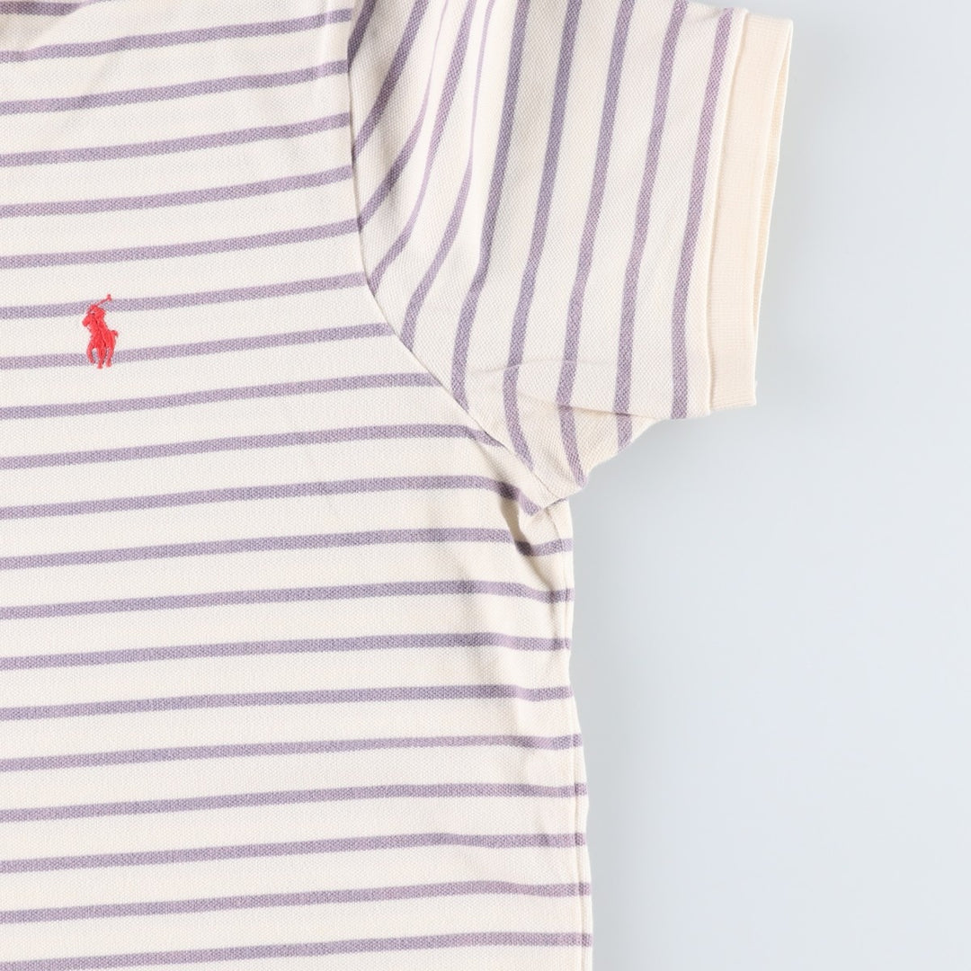 Ralph Lauren POLO by Ralph Lauren CUSTOM FIT short sleeve striped polo shirt men's XL size cotton ivory Vintage Second Hand