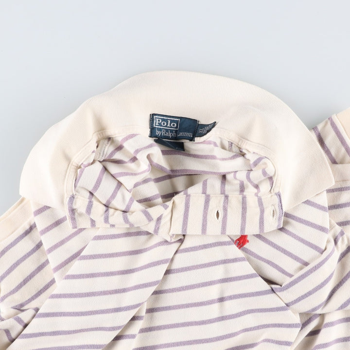 Ralph Lauren POLO by Ralph Lauren CUSTOM FIT short sleeve striped polo shirt men's XL size cotton ivory Vintage Second Hand