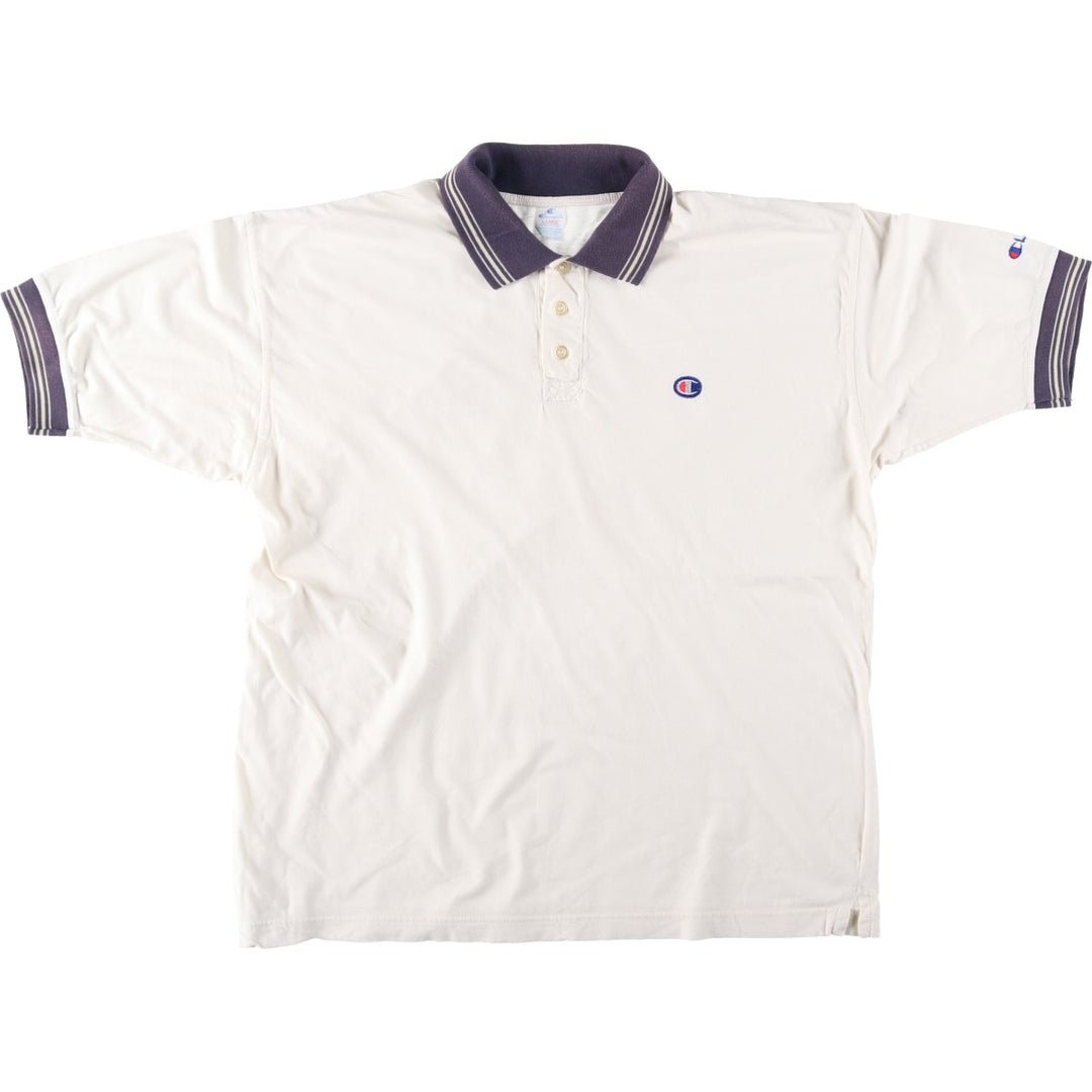 90'S Champion Short-Sleeve Polo Shirt, Men's Size XL (Equivalent), Vintage cotton ivory Vintage Second Hand
