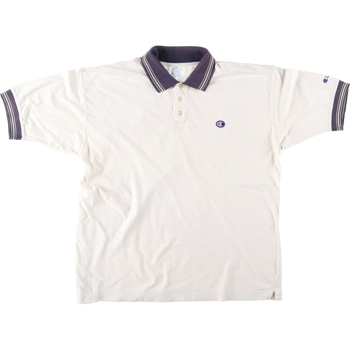 90'S Champion Short-Sleeve Polo Shirt, Men's Size XL (Equivalent), Vintage cotton ivory Vintage Second Hand