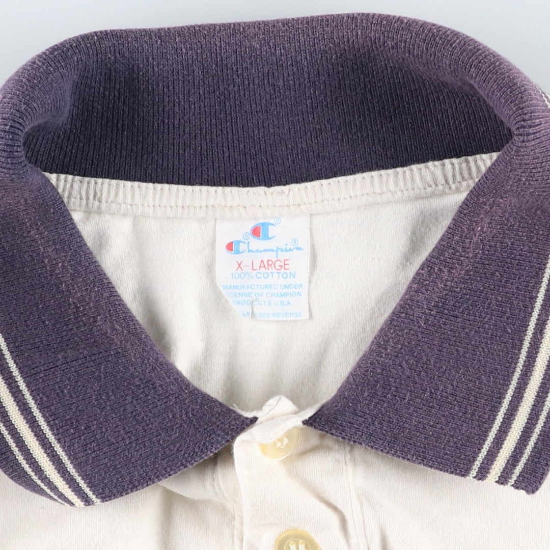 90'S Champion Short-Sleeve Polo Shirt, Men's Size XL (Equivalent), Vintage cotton ivory Vintage Second Hand