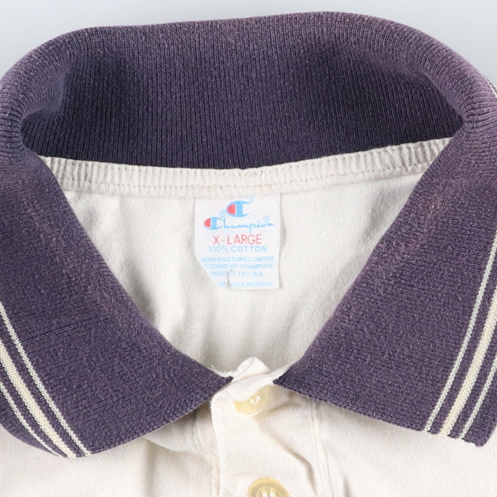 90'S Champion Short-Sleeve Polo Shirt, Men's Size XL (Equivalent), Vintage cotton ivory Vintage Second Hand