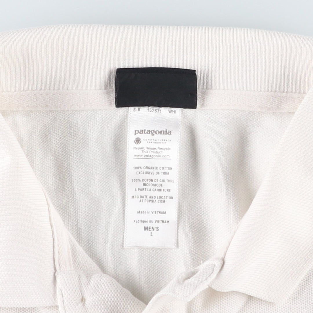 Patagonia Organic Cotton Short-Sleeve Polo Shirt (52826SP13), Men's Size L (approx.) cotton white type Vintage Second Hand