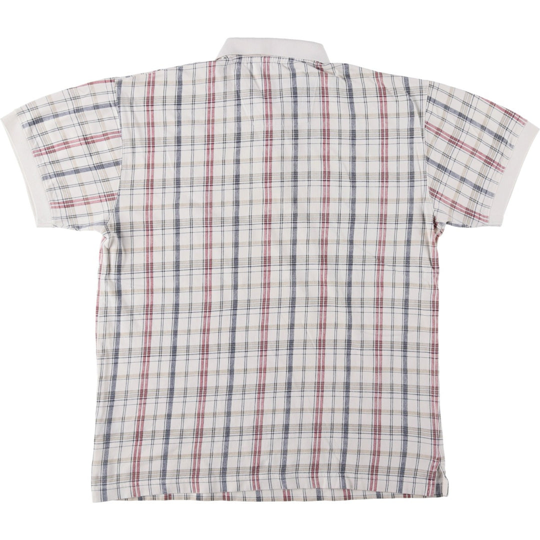 90s-00'S Nautica short-sleeved check polo shirt, men's size M equivalent, vintage. cotton ivory Vintage Second Hand