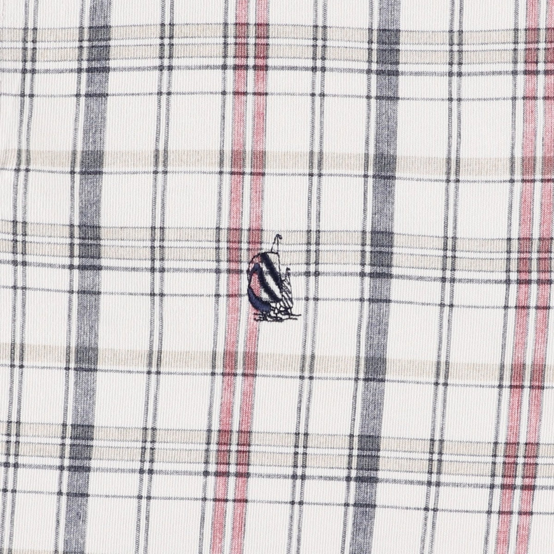 90s-00'S Nautica short-sleeved check polo shirt, men's size M equivalent, vintage. cotton ivory Vintage Second Hand