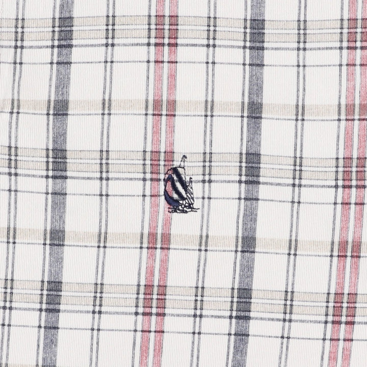 90s-00'S Nautica short-sleeved check polo shirt, men's size M equivalent, vintage. cotton ivory Vintage Second Hand