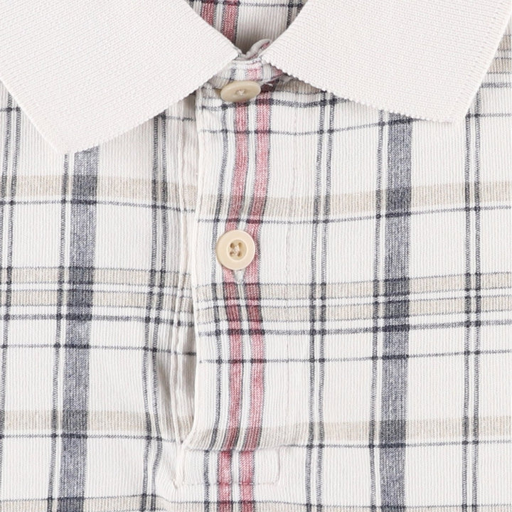 90s-00'S Nautica short-sleeved check polo shirt, men's size M equivalent, vintage. cotton ivory Vintage Second Hand