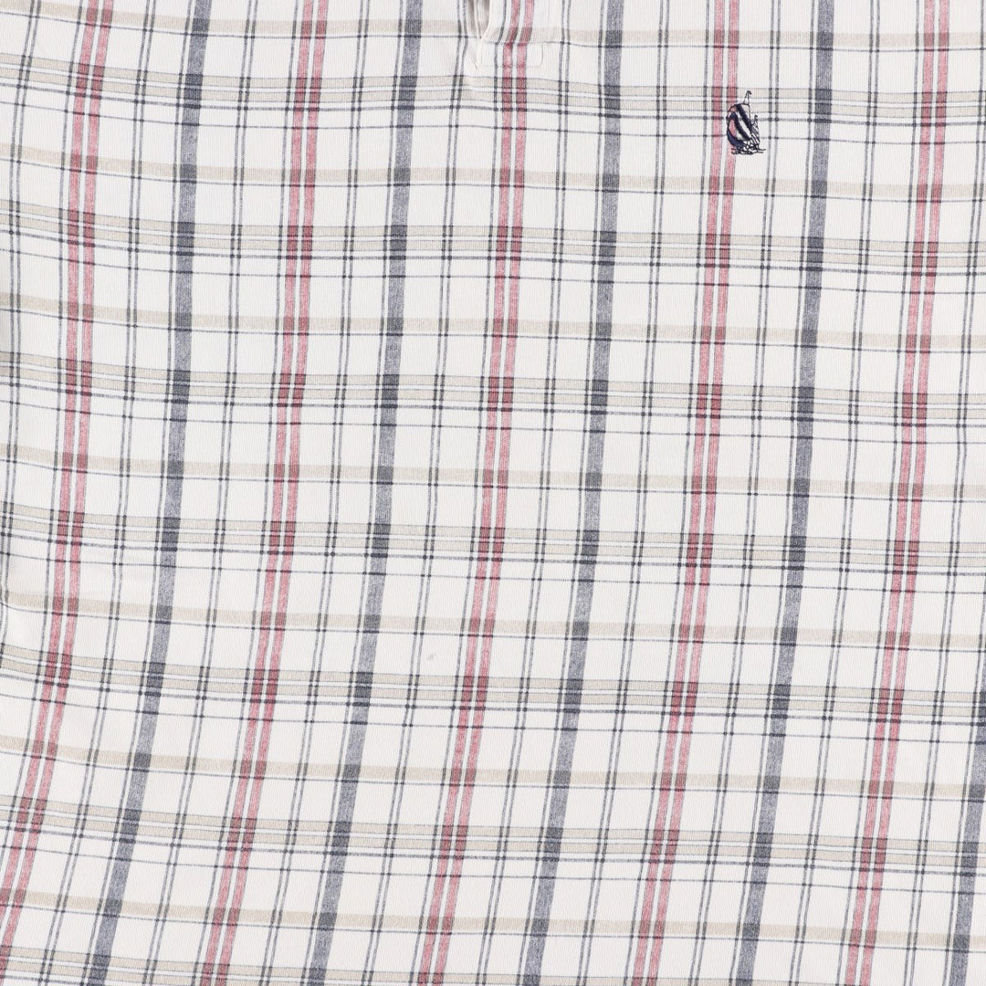 90s-00'S Nautica short-sleeved check polo shirt, men's size M equivalent, vintage. cotton ivory Vintage Second Hand