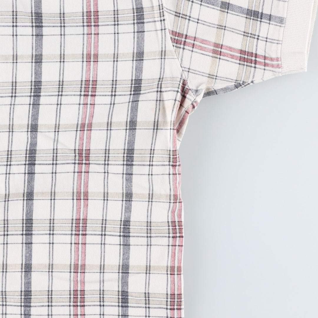 90s-00'S Nautica short-sleeved check polo shirt, men's size M equivalent, vintage. cotton ivory Vintage Second Hand
