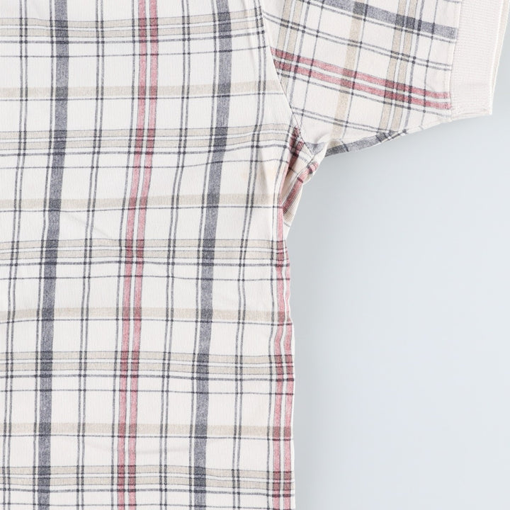 90s-00'S Nautica short-sleeved check polo shirt, men's size M equivalent, vintage. cotton ivory Vintage Second Hand