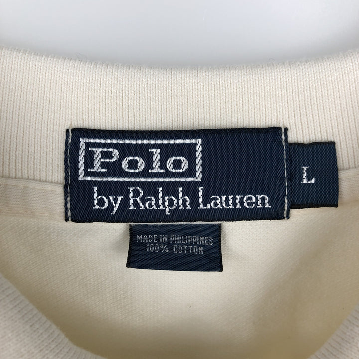 Ralph Lauren POLO by Ralph Lauren Short-Sleeve Polo Shirt, Men's Size L (Equivalent), Regular Collar cotton ivory Vintage Second Hand