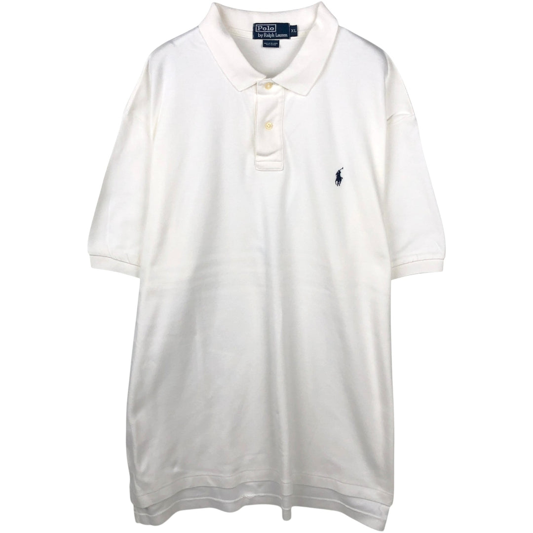 Ralph Lauren POLO by Ralph Lauren short sleeve polo shirt, men's XL size cotton white type Vintage Second Hand