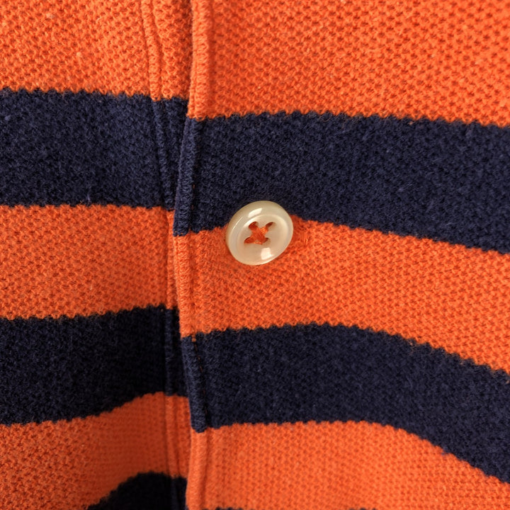 Ralph Lauren LAUREN Short-Sleeve Striped Polo Shirt, Women's Size XL (approx.) cotton orange type Vintage Second Hand