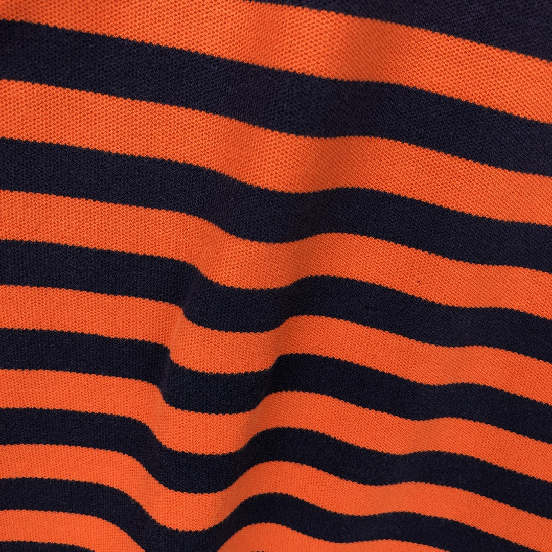 Ralph Lauren LAUREN Short-Sleeve Striped Polo Shirt, Women's Size XL (approx.) cotton orange type Vintage Second Hand