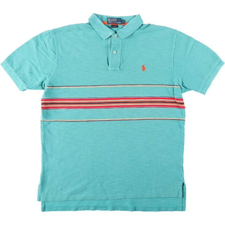 Ralph Lauren POLO by Ralph Lauren short sleeve polo shirt, men's size L cotton turquoise blue Vintage Second Hand