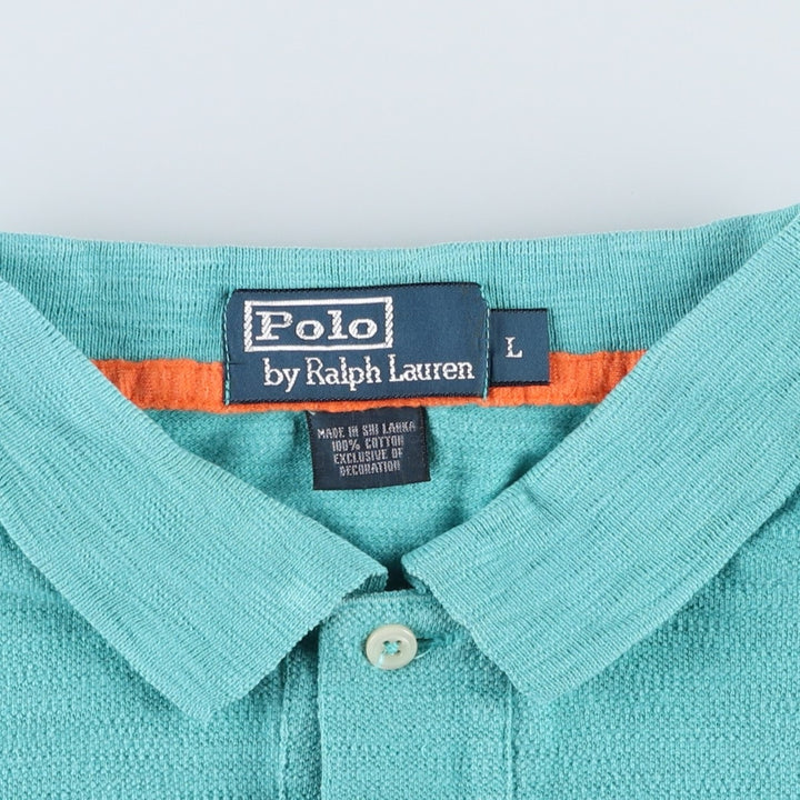 Ralph Lauren POLO by Ralph Lauren short sleeve polo shirt, men's size L cotton turquoise blue Vintage Second Hand