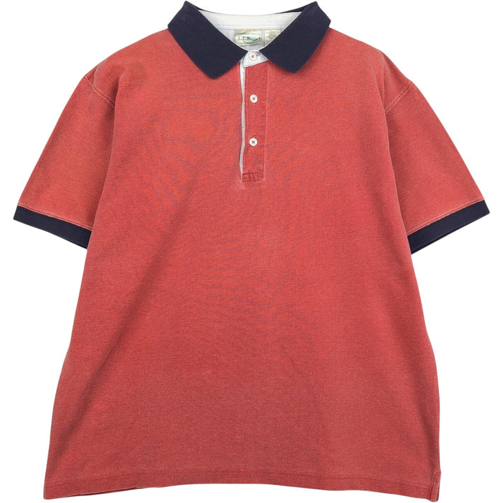 90'S LLBean Short-Sleeve Polo Shirt, Men's Size XL (Equivalent), Vintage cotton red type Vintage Second Hand
