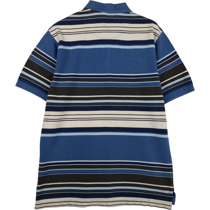 90'S GAP Old Gap Multi-stripe Short-Sleeve Striped Polo Shirt Men's Size M (Equivalent) Vintage cotton blue type Vintage Second Hand