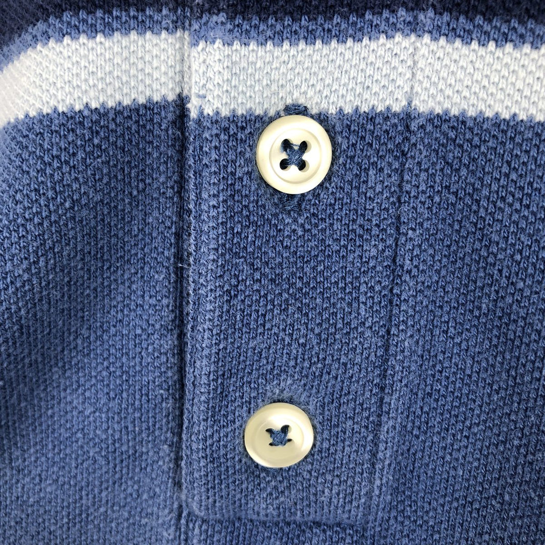 90'S GAP Old Gap Multi-stripe Short-Sleeve Striped Polo Shirt Men's Size M (Equivalent) Vintage cotton blue type Vintage Second Hand