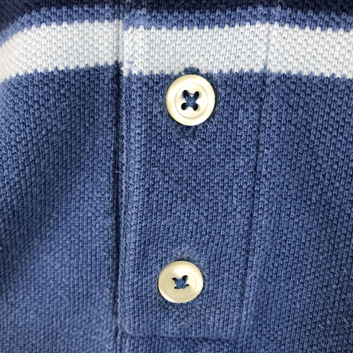 90'S GAP Old Gap Multi-stripe Short-Sleeve Striped Polo Shirt Men's Size M (Equivalent) Vintage cotton blue type Vintage Second Hand